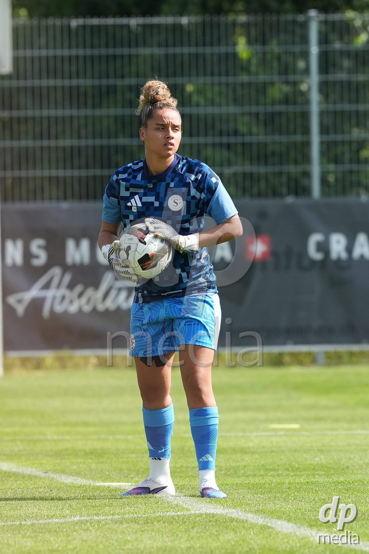 Crans-Montana, Switzerland - July 25: Le Page Manon (30 SFCCF) during the AXA Women's Super League match between Servette FC Chenois Feminin and FC Sion Feminin at Stade du Christ-Roi on July 25, 2026 in Crans-Montana, Switzerland.