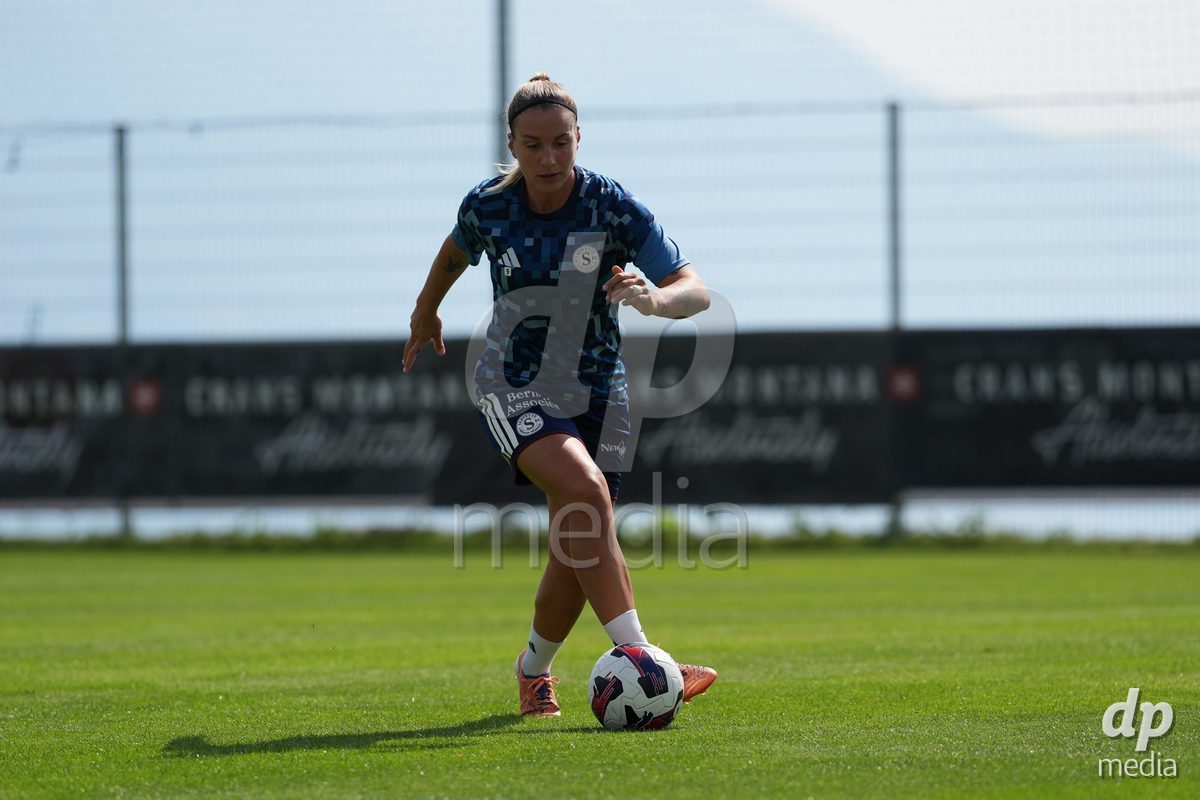 Crans-Montana, Switzerland - July 25: Gloria Marinelli (9 SFCCF) during the AXA Women's Super League match between Servette FC Chenois Feminin and FC Sion Feminin at Stade du Christ-Roi on July 25, 2026 in Crans-Montana, Switzerland.