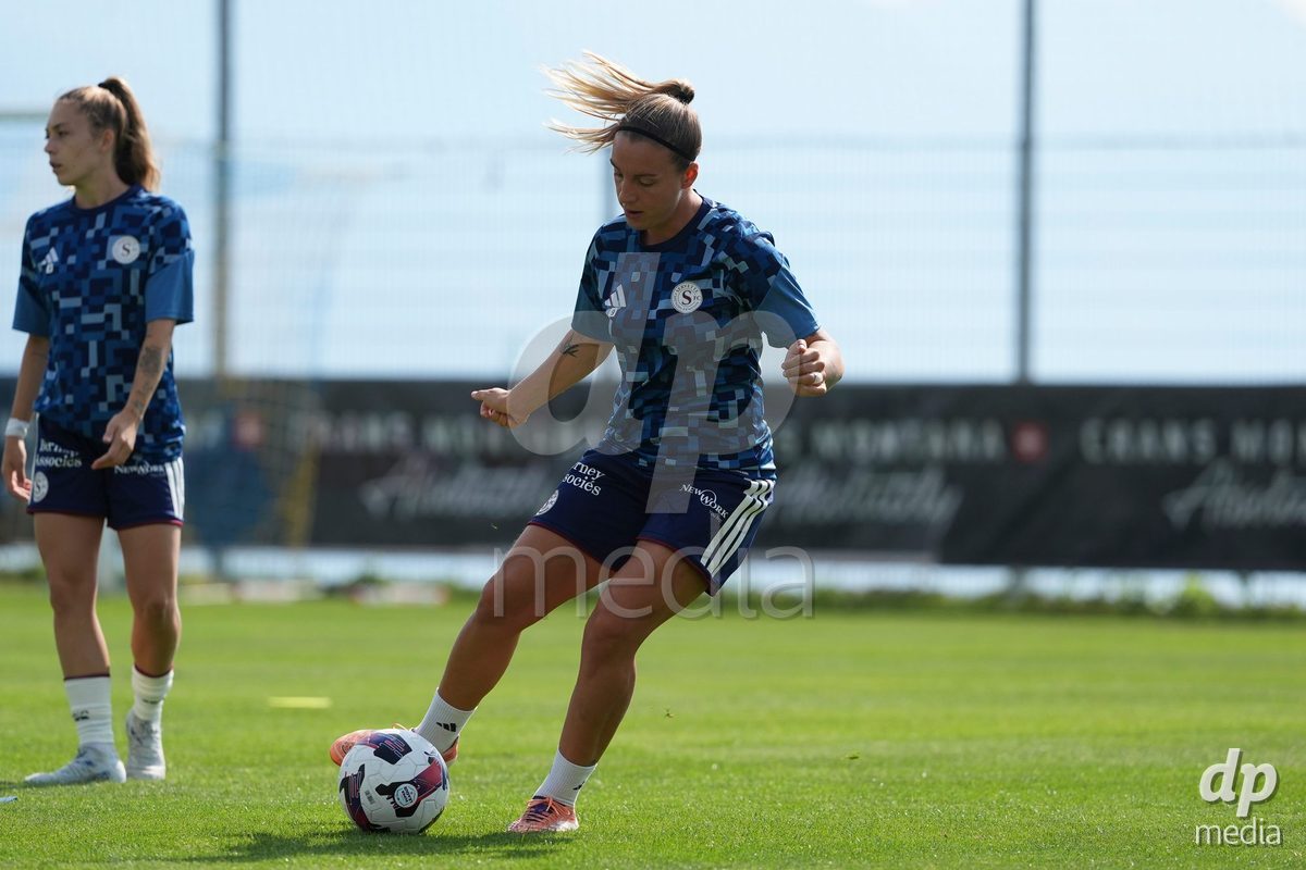 Crans-Montana, Switzerland - July 25: Gloria Marinelli (9 SFCCF) during the AXA Women's Super League match between Servette FC Chenois Feminin and FC Sion Feminin at Stade du Christ-Roi on July 25, 2026 in Crans-Montana, Switzerland.