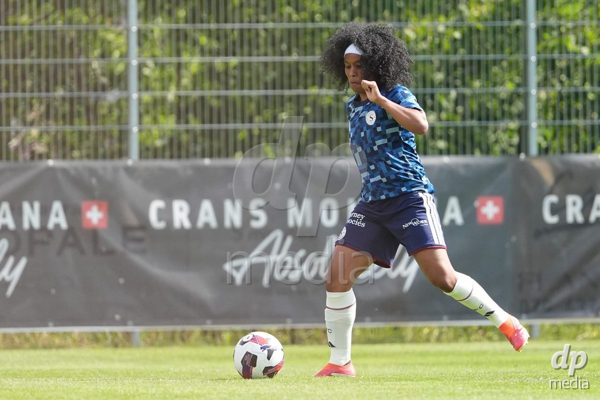 Crans-Montana, Switzerland - July 25: Cardia Mickaella Francoise Halooa (12 SFCCF) during the AXA Women's Super League match between Servette FC Chenois Feminin and FC Sion Feminin at Stade du Christ-Roi on July 25, 2026 in Crans-Montana, Switzerland.