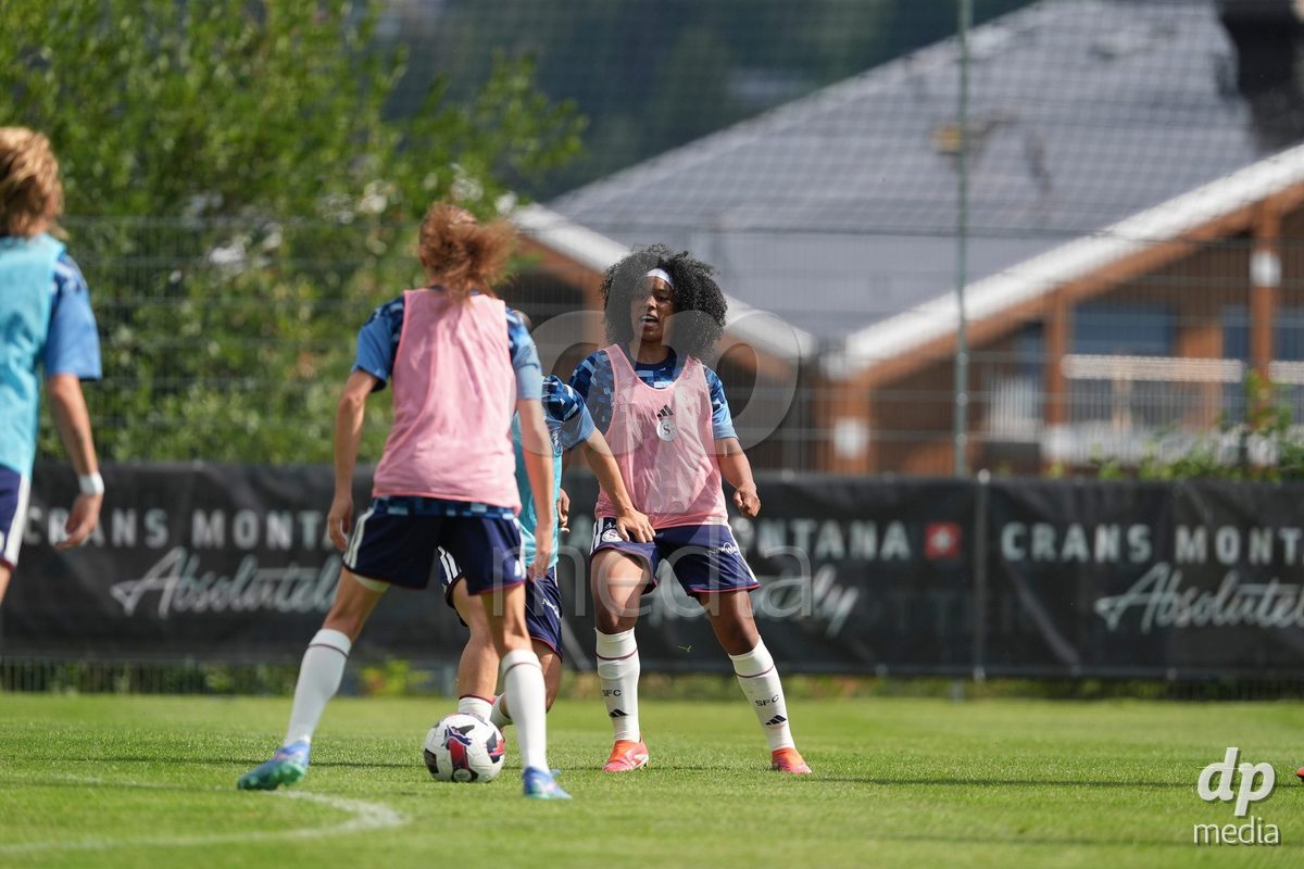 Crans-Montana, Switzerland - July 25: Cardia Mickaella Francoise Halooa (12 SFCCF) during the AXA Women's Super League match between Servette FC Chenois Feminin and FC Sion Feminin at Stade du Christ-Roi on July 25, 2026 in Crans-Montana, Switzerland.