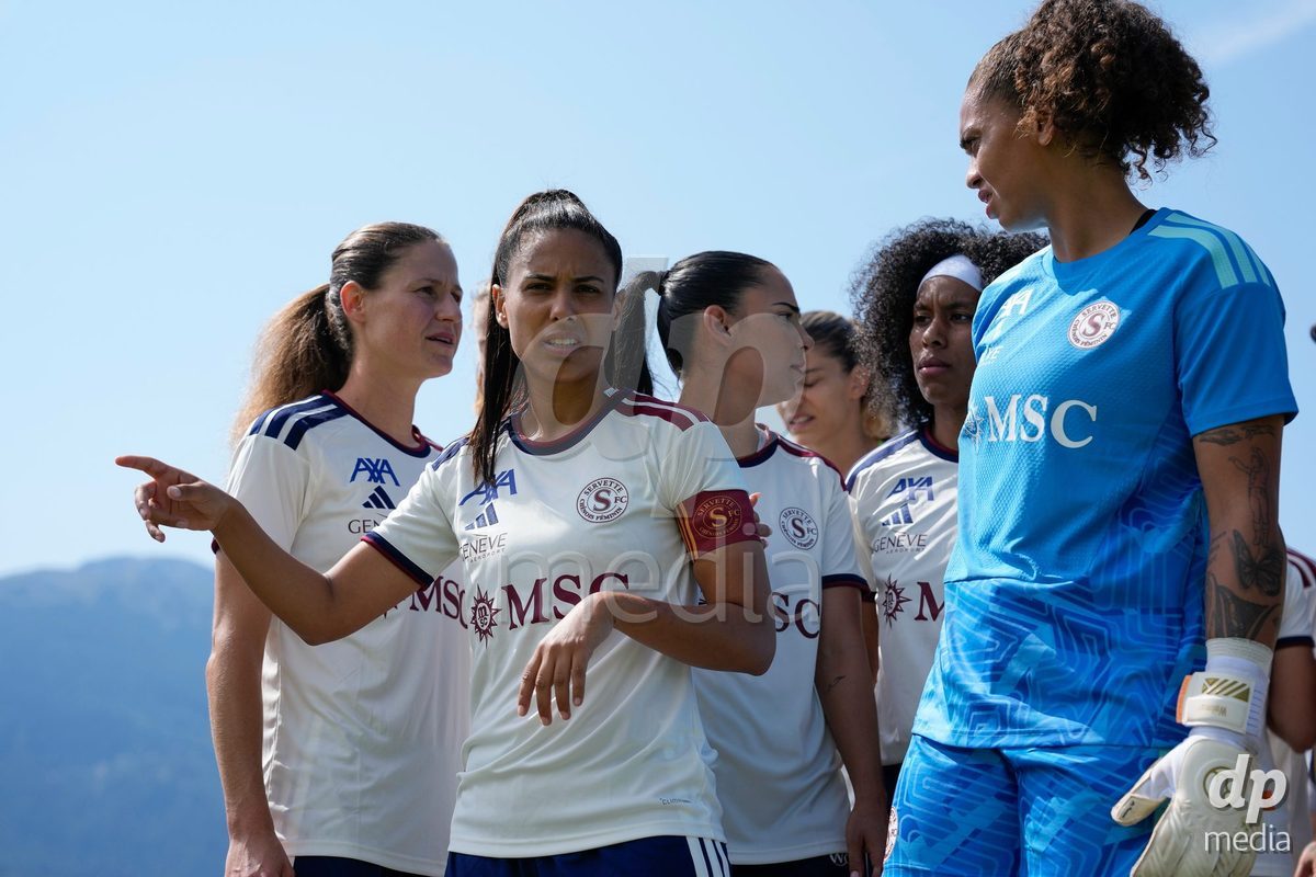 Crans-Montana, Switzerland - July 25: Daina Bourma (3 SFCCF) during the AXA Women's Super League match between Servette FC Chenois Feminin and FC Sion Feminin at Stade du Christ-Roi on July 25, 2026 in Crans-Montana, Switzerland.