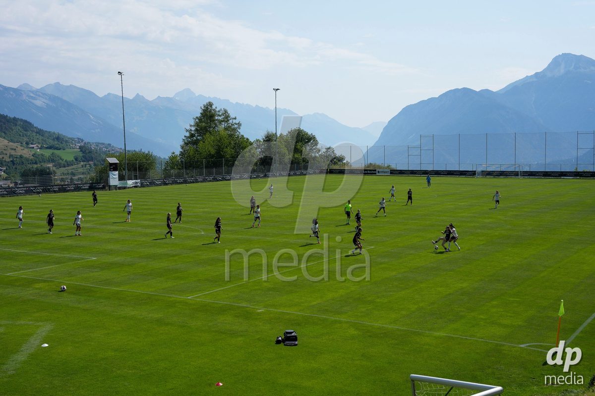 Crans-Montana, Switzerland - July 25: Overview during the AXA Women's Super League match between Servette FC Chenois Feminin and FC Sion Feminin at Stade du Christ-Roi on July 25, 2026 in Crans-Montana, Switzerland.