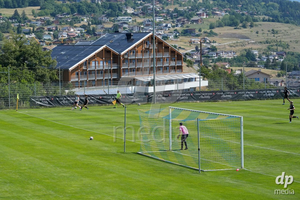 Crans-Montana, Switzerland - July 25: Overview during the AXA Women's Super League match between Servette FC Chenois Feminin and FC Sion Feminin at Stade du Christ-Roi on July 25, 2026 in Crans-Montana, Switzerland.