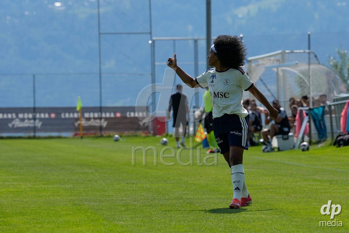 Crans-Montana, Switzerland - July 25: Cardia Mickaella Francoise Halooa (12 SFCCF) during the AXA Women's Super League match between Servette FC Chenois Feminin and FC Sion Feminin at Stade du Christ-Roi on July 25, 2026 in Crans-Montana, Switzerland.