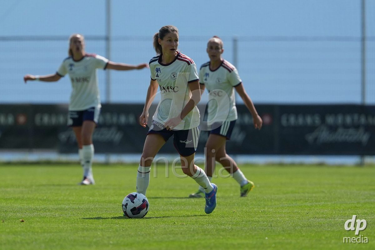Crans-Montana, Switzerland - July 25: Carage Noemie (28 SFCCF) during the AXA Women's Super League match between Servette FC Chenois Feminin and FC Sion Feminin at Stade du Christ-Roi on July 25, 2026 in Crans-Montana, Switzerland.