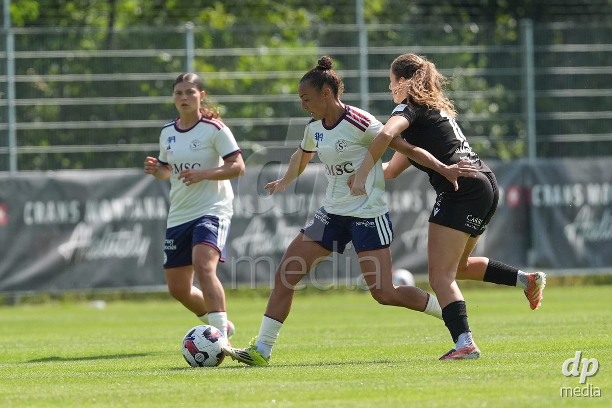Crans-Montana, Switzerland - July 25: Serrano Castano Paula (19 SFCCF) during the AXA Women's Super League match between Servette FC Chenois Feminin and FC Sion Feminin at Stade du Christ-Roi on July 25, 2026 in Crans-Montana, Switzerland.