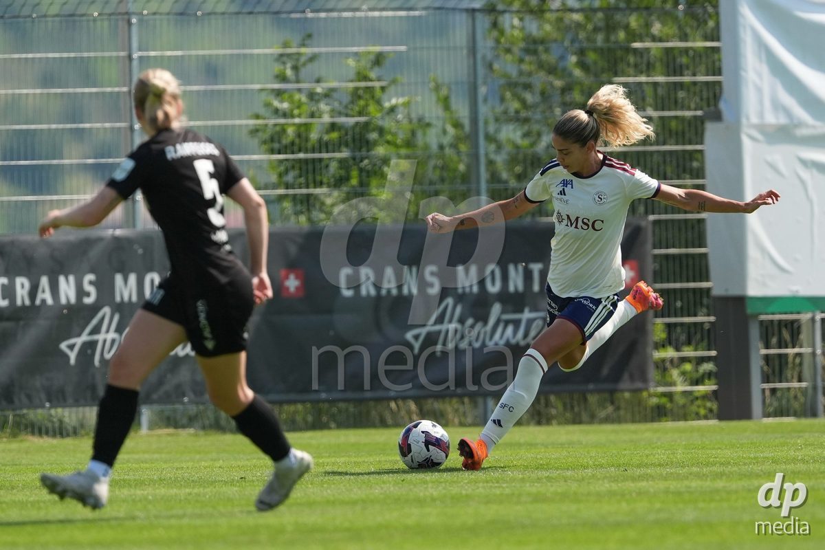 Crans-Montana, Switzerland - July 25: De al m da Eira Stefanie (64 SFCCF) during the AXA Women's Super League match between Servette FC Chenois Feminin and FC Sion Feminin at Stade du Christ-Roi on July 25, 2026 in Crans-Montana, Switzerland.