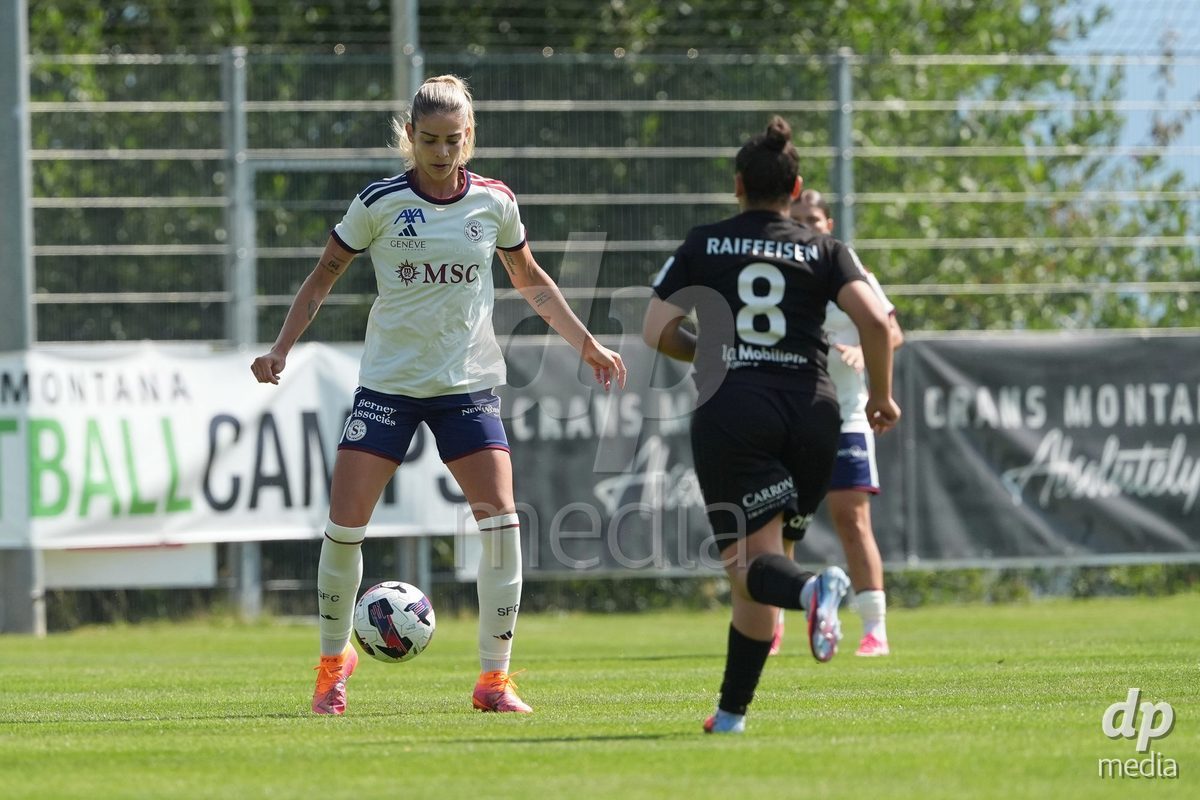 Crans-Montana, Switzerland - July 25: De al m da Eira Stefanie (64 SFCCF) during the AXA Women's Super League match between Servette FC Chenois Feminin and FC Sion Feminin at Stade du Christ-Roi on July 25, 2026 in Crans-Montana, Switzerland.