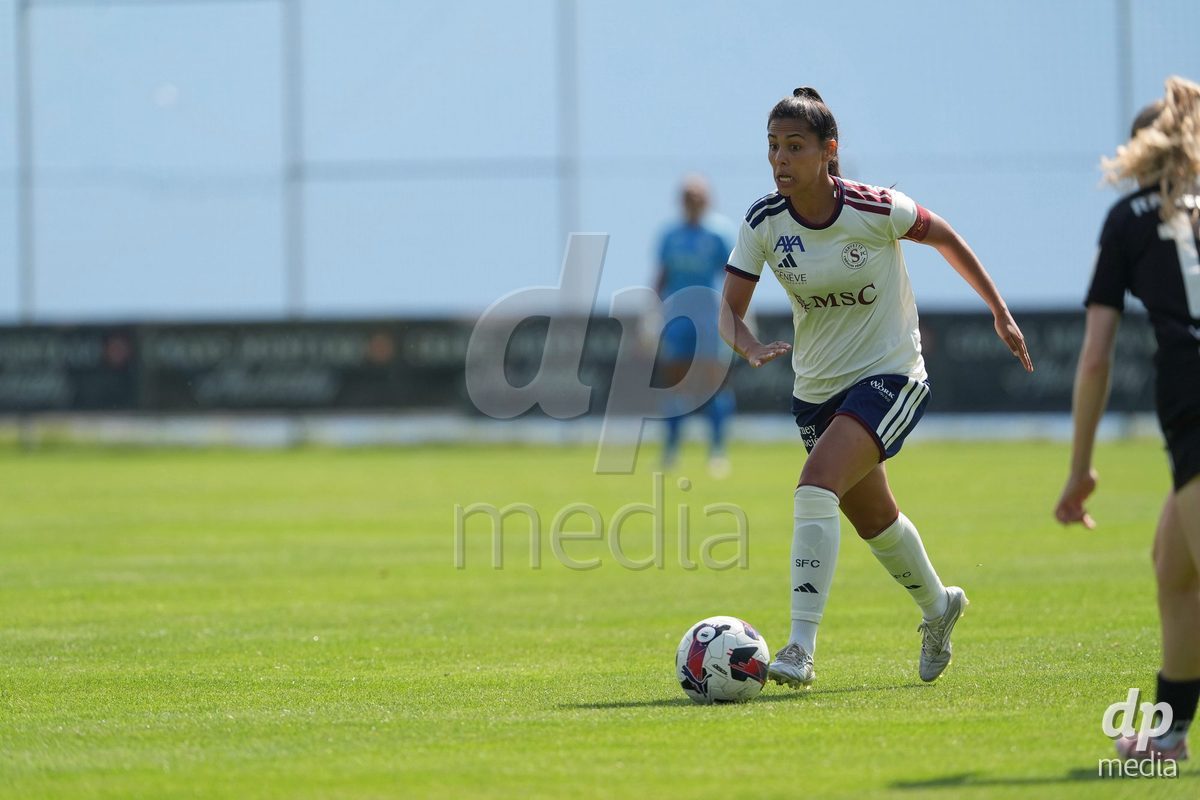 Crans-Montana, Switzerland - July 25: Daina Bourma (3 SFCCF) during the AXA Women's Super League match between Servette FC Chenois Feminin and FC Sion Feminin at Stade du Christ-Roi on July 25, 2026 in Crans-Montana, Switzerland.