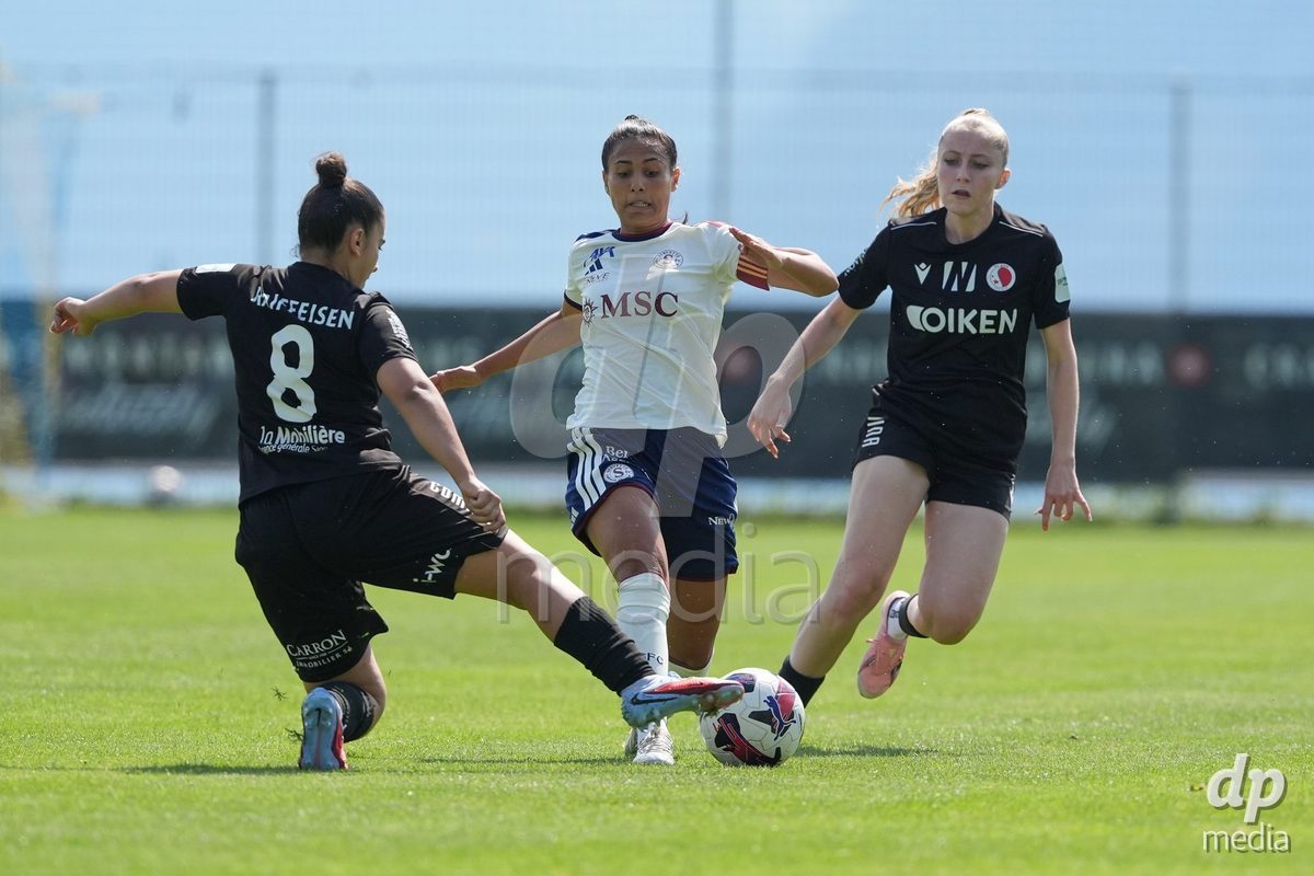 Crans-Montana, Switzerland - July 25: Daina Bourma (3 SFCCF) during the AXA Women's Super League match between Servette FC Chenois Feminin and FC Sion Feminin at Stade du Christ-Roi on July 25, 2026 in Crans-Montana, Switzerland.