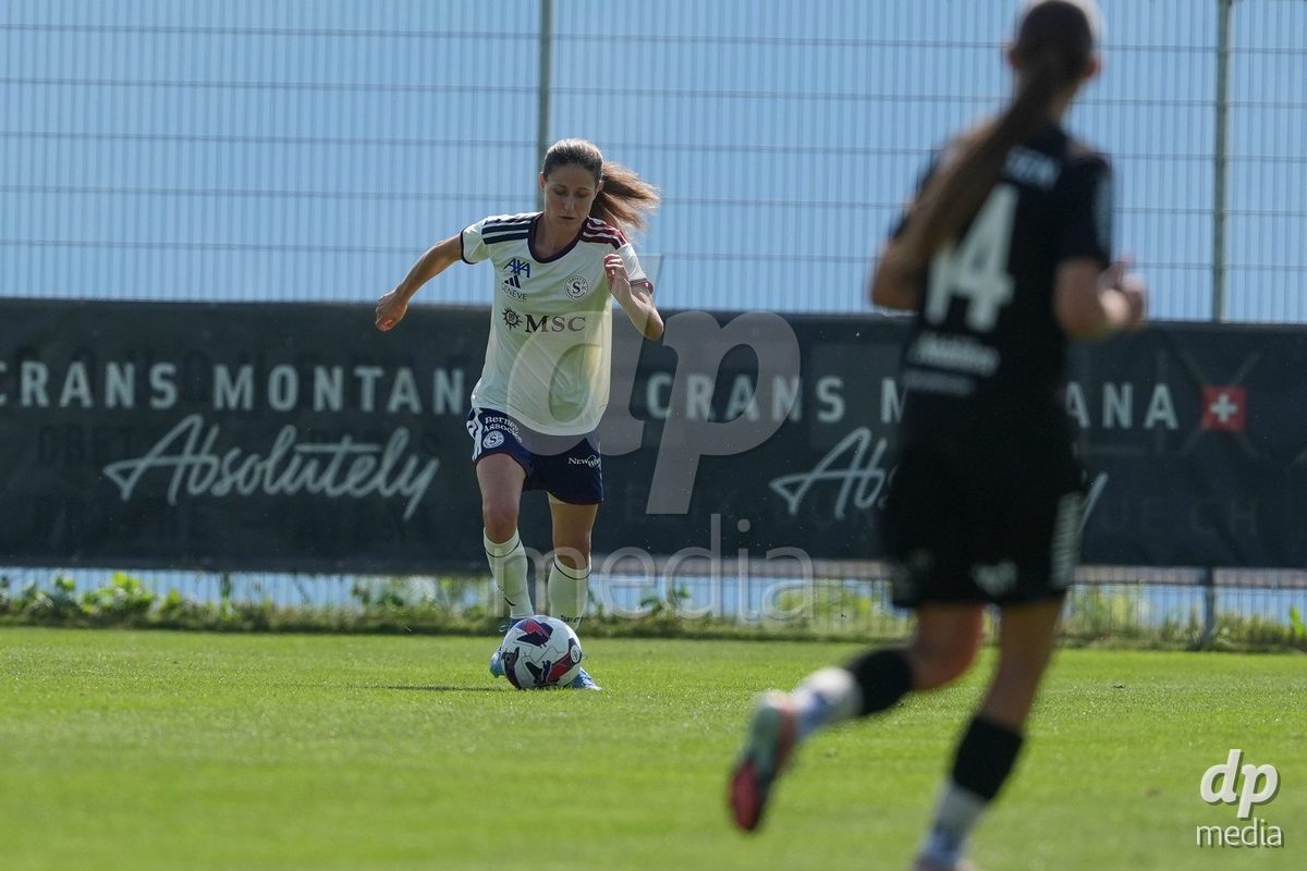 Crans-Montana, Switzerland - July 25: Carage Noemie (28 SFCCF) during the AXA Women's Super League match between Servette FC Chenois Feminin and FC Sion Feminin at Stade du Christ-Roi on July 25, 2026 in Crans-Montana, Switzerland.