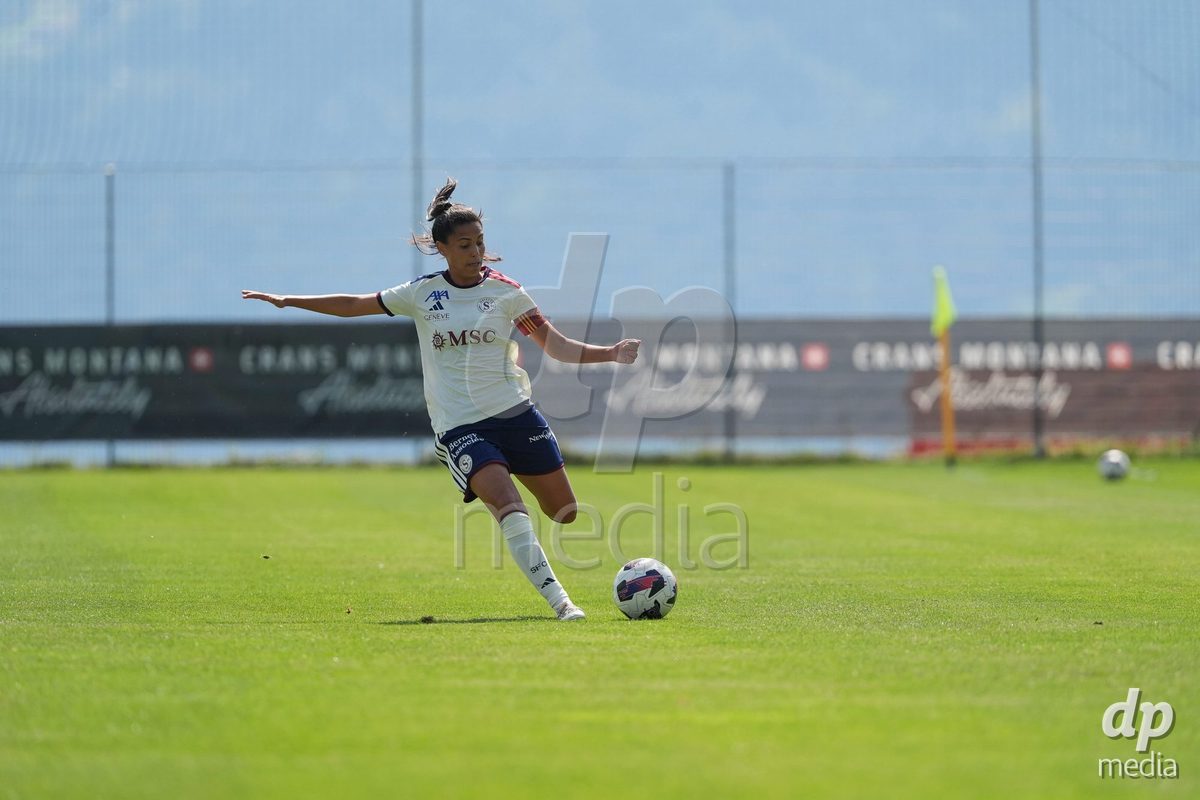 Crans-Montana, Switzerland - July 25: Daina Bourma (3 SFCCF) during the AXA Women's Super League match between Servette FC Chenois Feminin and FC Sion Feminin at Stade du Christ-Roi on July 25, 2026 in Crans-Montana, Switzerland.