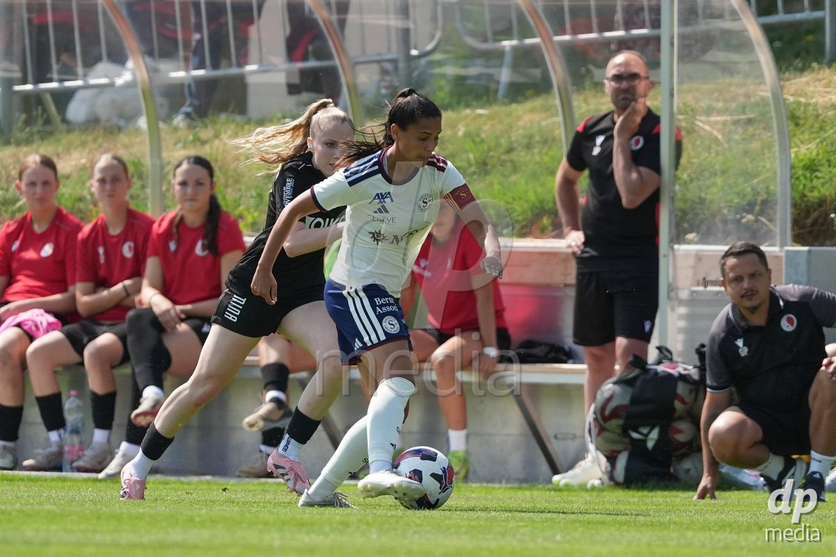 Crans-Montana, Switzerland - July 25: Daina Bourma (3 SFCCF) during the AXA Women's Super League match between Servette FC Chenois Feminin and FC Sion Feminin at Stade du Christ-Roi on July 25, 2026 in Crans-Montana, Switzerland.