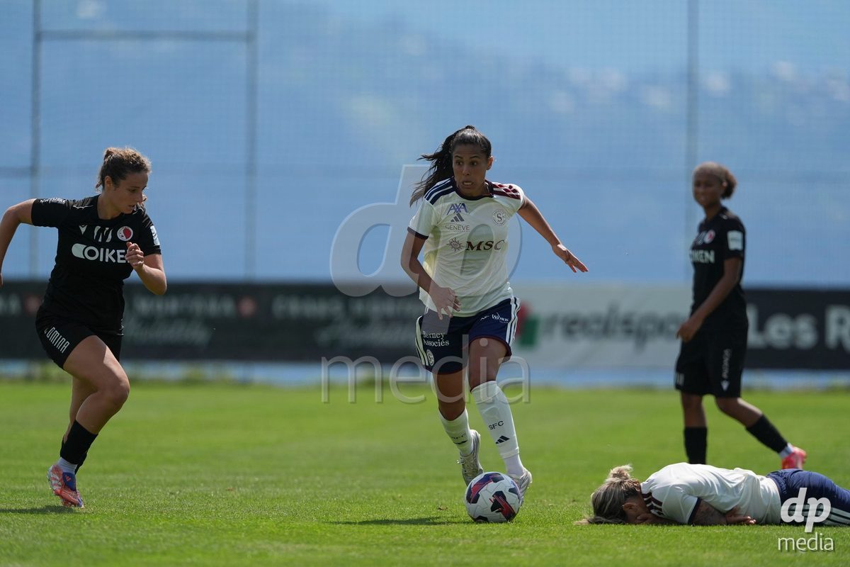 Crans-Montana, Switzerland - July 25: Daina Bourma (3 SFCCF) during the AXA Women's Super League match between Servette FC Chenois Feminin and FC Sion Feminin at Stade du Christ-Roi on July 25, 2026 in Crans-Montana, Switzerland.