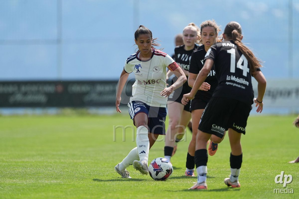 Crans-Montana, Switzerland - July 25: Daina Bourma (3 SFCCF) during the AXA Women's Super League match between Servette FC Chenois Feminin and FC Sion Feminin at Stade du Christ-Roi on July 25, 2026 in Crans-Montana, Switzerland.