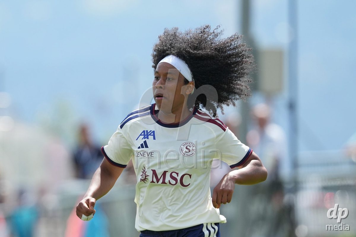 Crans-Montana, Switzerland - July 25: Cardia Mickaella Francoise Halooa (12 SFCCF) during the AXA Women's Super League match between Servette FC Chenois Feminin and FC Sion Feminin at Stade du Christ-Roi on July 25, 2026 in Crans-Montana, Switzerland.