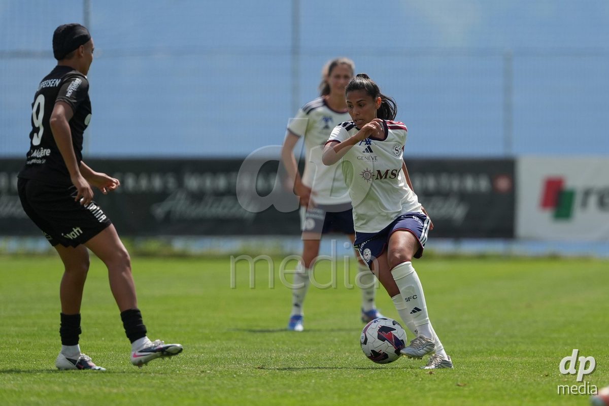Crans-Montana, Switzerland - July 25: Daina Bourma (3 SFCCF) during the AXA Women's Super League match between Servette FC Chenois Feminin and FC Sion Feminin at Stade du Christ-Roi on July 25, 2026 in Crans-Montana, Switzerland.