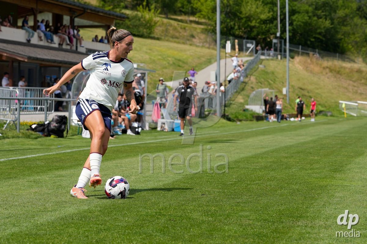 Crans-Montana, Switzerland - July 25: Gloria Marinelli (9 SFCCF) during the AXA Women's Super League match between Servette FC Chenois Feminin and FC Sion Feminin at Stade du Christ-Roi on July 25, 2026 in Crans-Montana, Switzerland.