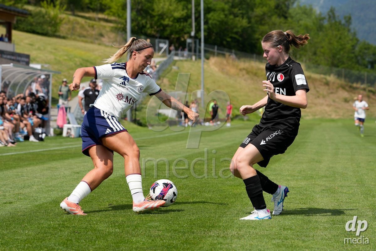 Crans-Montana, Switzerland - July 25: Gloria Marinelli (9 SFCCF) during the AXA Women's Super League match between Servette FC Chenois Feminin and FC Sion Feminin at Stade du Christ-Roi on July 25, 2026 in Crans-Montana, Switzerland.