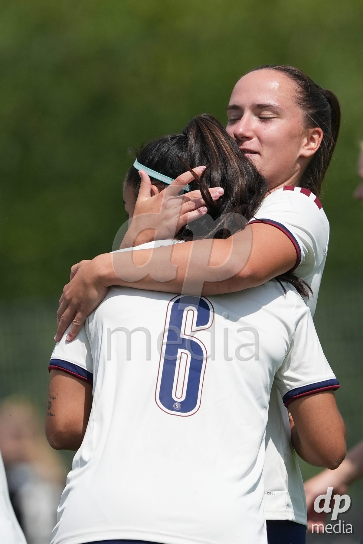Crans-Montana, Switzerland - July 25: Magdalena Izabela Sobal (11 SFCCF) celebrates with Hernandez Diaz Paola (6 SFCCF) for her goal during the AXA Women's Super League match between Servette FC Chenois Feminin and FC Sion Feminin at Stade du Christ-Roi on July 25, 2026 in Crans-Montana, Switzerland.