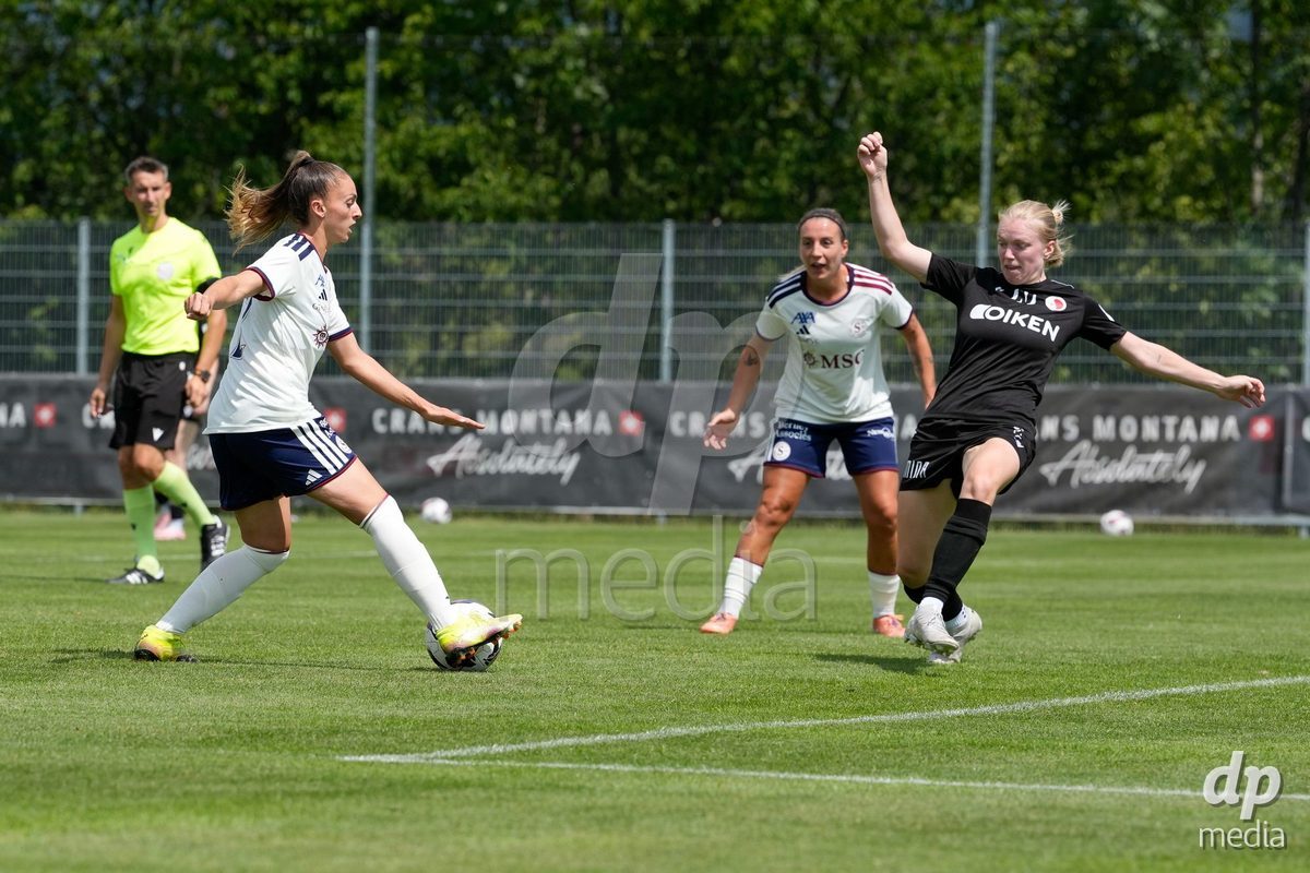 Crans-Montana, Switzerland - July 25: Chaney Amanda (22 SFCCF) during the AXA Women's Super League match between Servette FC Chenois Feminin and FC Sion Feminin at Stade du Christ-Roi on July 25, 2026 in Crans-Montana, Switzerland.