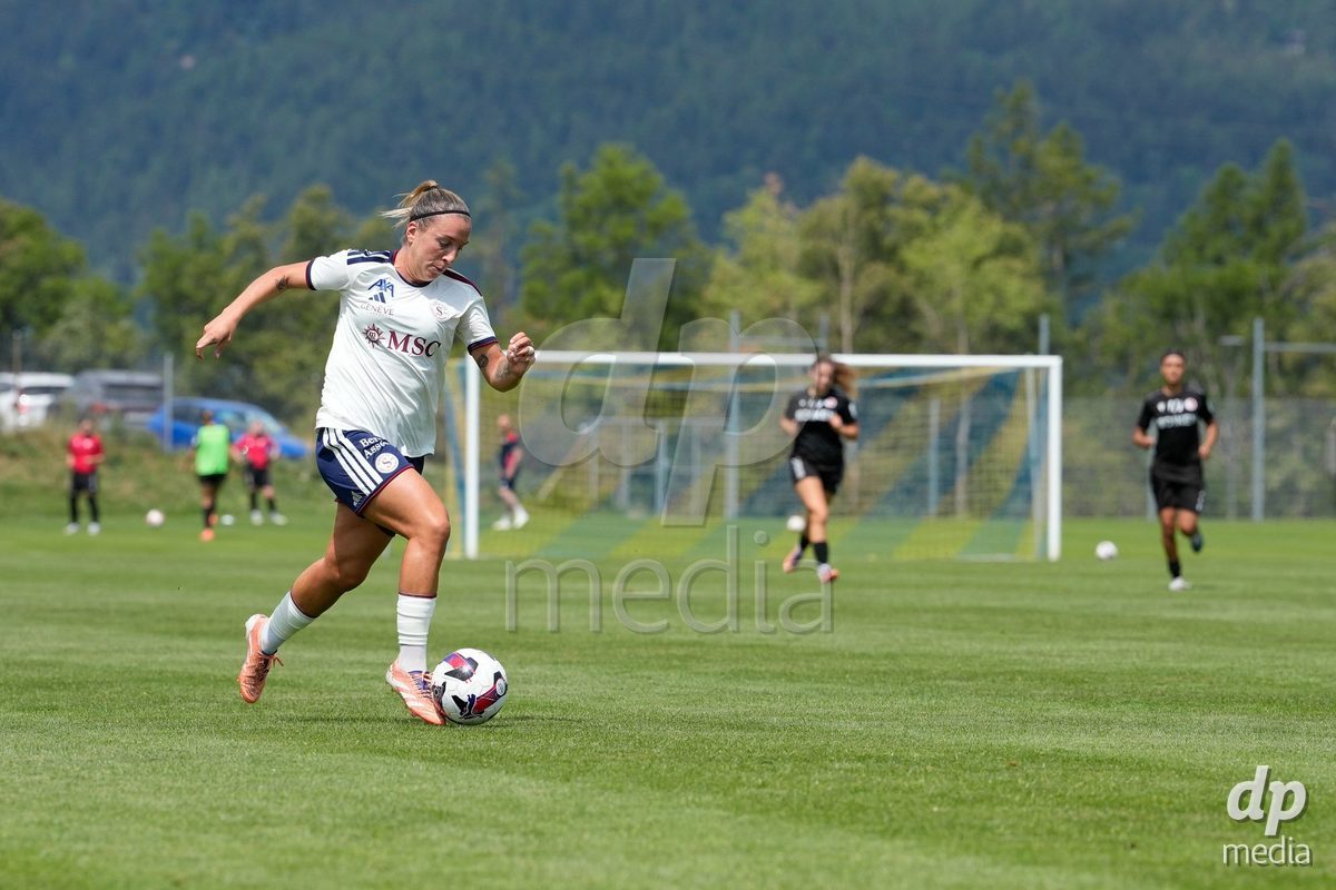 Crans-Montana, Switzerland - July 25: Gloria Marinelli (9 SFCCF) during the AXA Women's Super League match between Servette FC Chenois Feminin and FC Sion Feminin at Stade du Christ-Roi on July 25, 2026 in Crans-Montana, Switzerland.