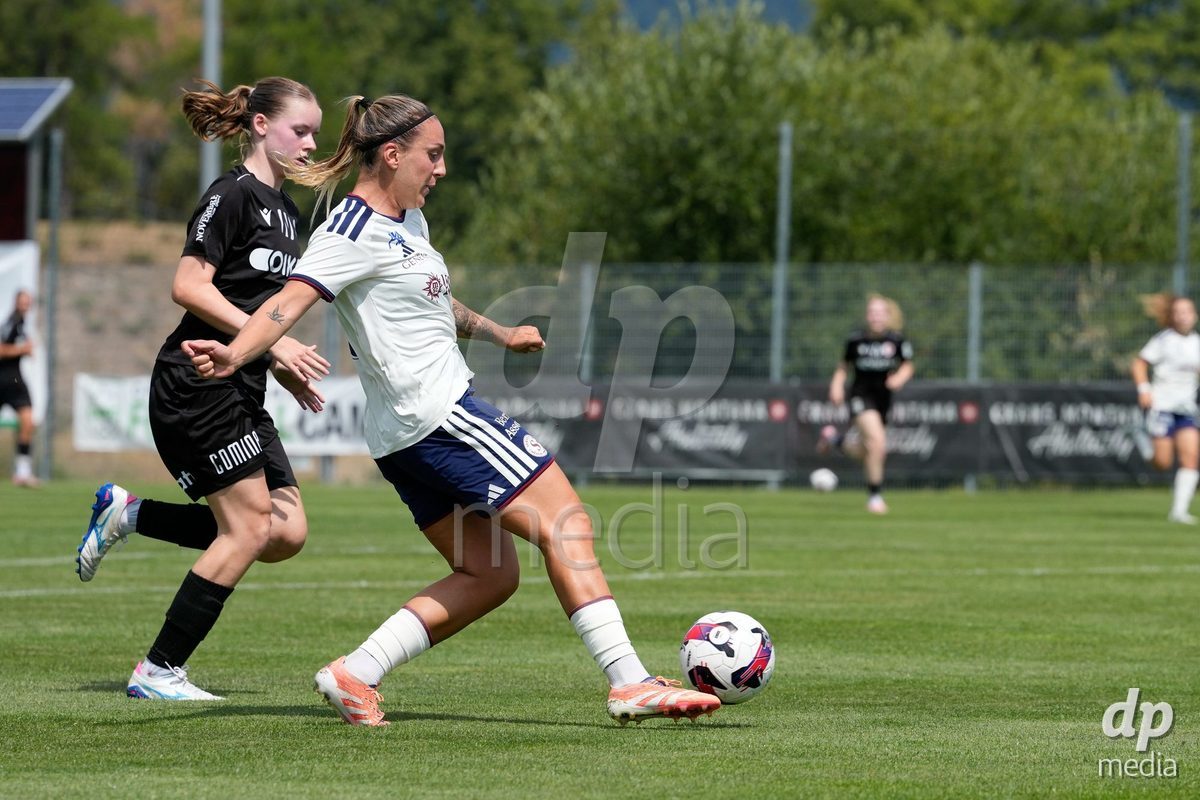 Crans-Montana, Switzerland - July 25: Gloria Marinelli (9 SFCCF) during the AXA Women's Super League match between Servette FC Chenois Feminin and FC Sion Feminin at Stade du Christ-Roi on July 25, 2026 in Crans-Montana, Switzerland.
