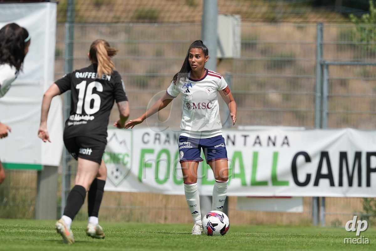 Crans-Montana, Switzerland - July 25: Daina Bourma (3 SFCCF) during the AXA Women's Super League match between Servette FC Chenois Feminin and FC Sion Feminin at Stade du Christ-Roi on July 25, 2026 in Crans-Montana, Switzerland.
