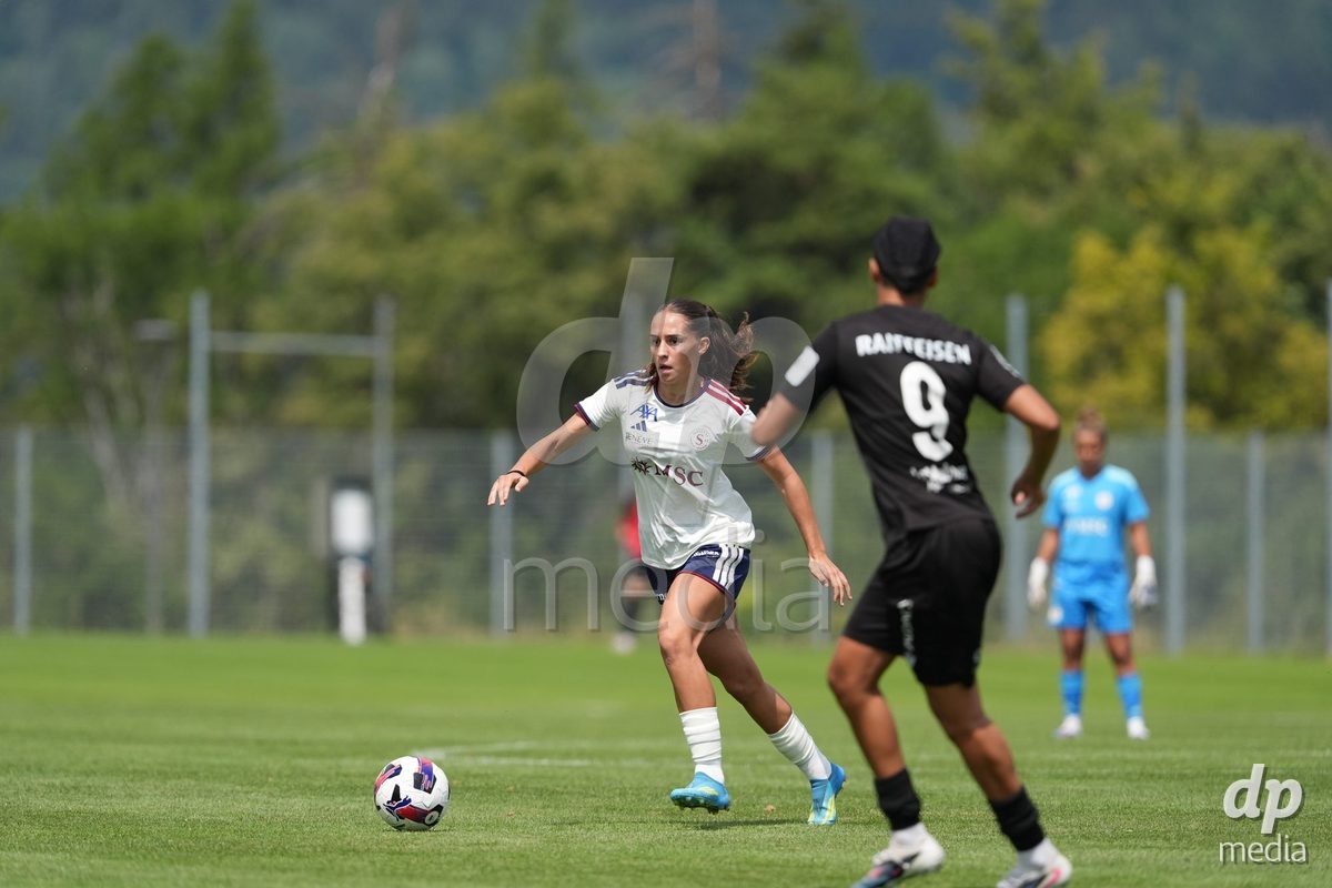 Crans-Montana, Switzerland - July 25: Amina Muratovic (23 SFCCF) during the AXA Women's Super League match between Servette FC Chenois Feminin and FC Sion Feminin at Stade du Christ-Roi on July 25, 2026 in Crans-Montana, Switzerland.