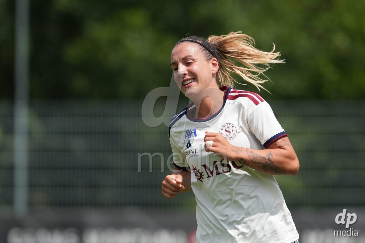Crans-Montana, Switzerland - July 25: Gloria Marinelli (9 SFCCF) during the AXA Women's Super League match between Servette FC Chenois Feminin and FC Sion Feminin at Stade du Christ-Roi on July 25, 2026 in Crans-Montana, Switzerland.