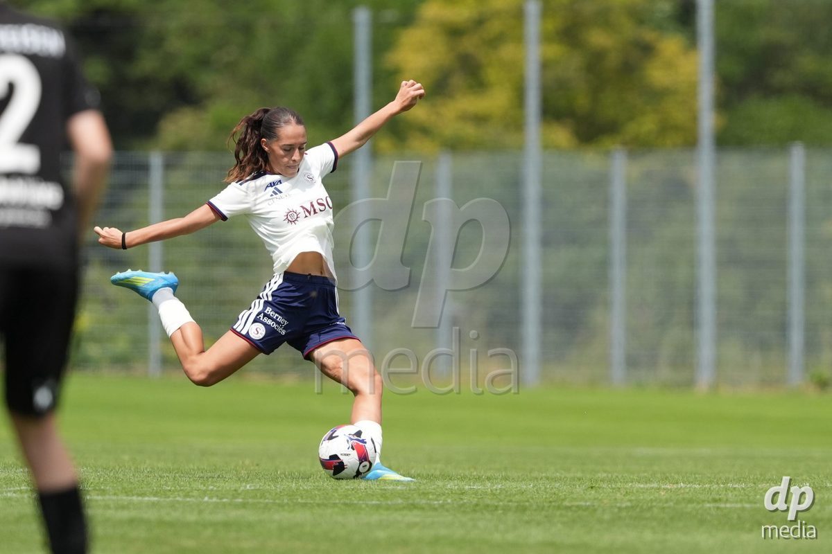 Crans-Montana, Switzerland - July 25: Amina Muratovic (23 SFCCF) during the AXA Women's Super League match between Servette FC Chenois Feminin and FC Sion Feminin at Stade du Christ-Roi on July 25, 2026 in Crans-Montana, Switzerland.