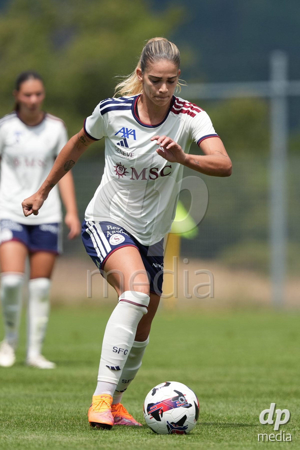 Crans-Montana, Switzerland - July 25: De al m da Eira Stefanie (64 SFCCF) during the AXA Women's Super League match between Servette FC Chenois Feminin and FC Sion Feminin at Stade du Christ-Roi on July 25, 2026 in Crans-Montana, Switzerland.