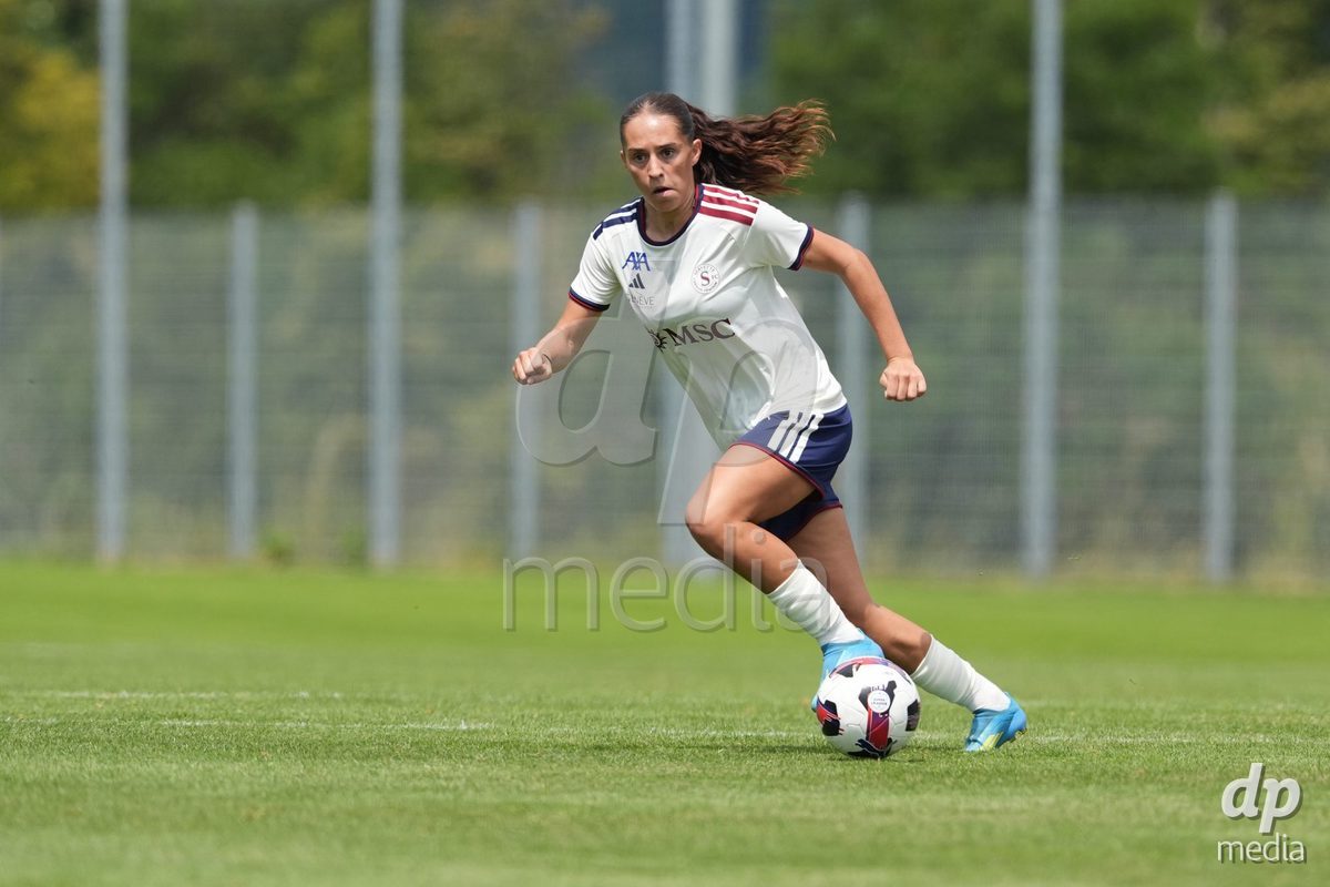 Crans-Montana, Switzerland - July 25: Amina Muratovic (23 SFCCF) during the AXA Women's Super League match between Servette FC Chenois Feminin and FC Sion Feminin at Stade du Christ-Roi on July 25, 2026 in Crans-Montana, Switzerland.