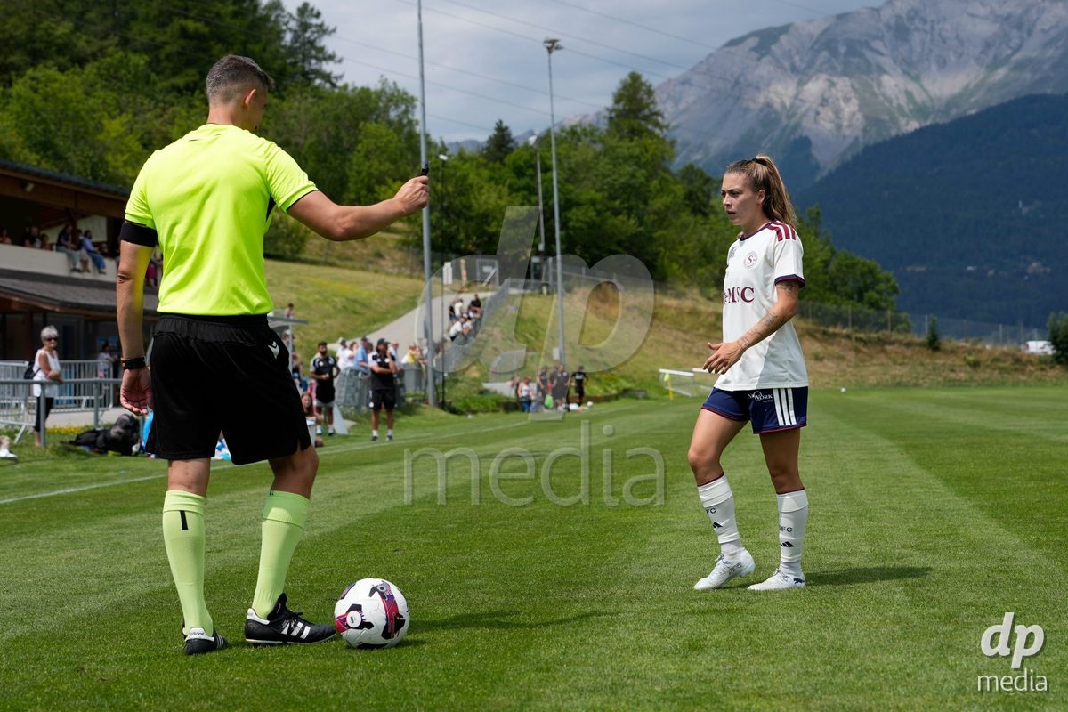Crans-Montana, Switzerland - July 25: Ascension Martinez Salinas (8 SFCCF) during the AXA Women's Super League match between Servette FC Chenois Feminin and FC Sion Feminin at Stade du Christ-Roi on July 25, 2026 in Crans-Montana, Switzerland.