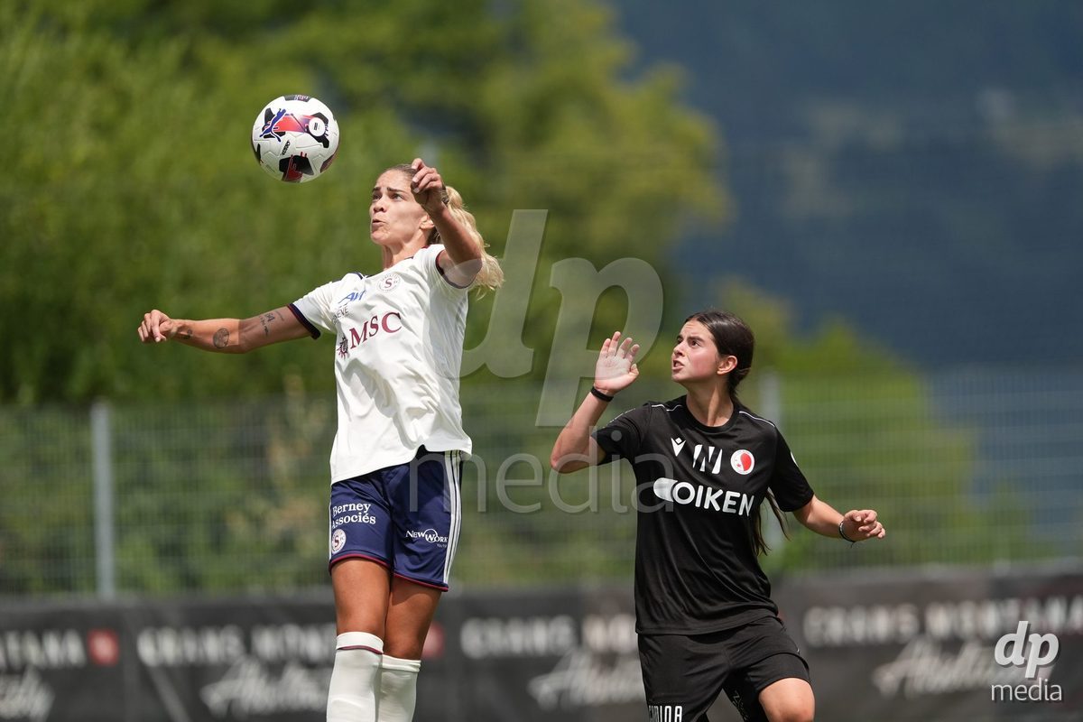 Crans-Montana, Switzerland - July 25: De al m da Eira Stefanie (64 SFCCF) during the AXA Women's Super League match between Servette FC Chenois Feminin and FC Sion Feminin at Stade du Christ-Roi on July 25, 2026 in Crans-Montana, Switzerland.