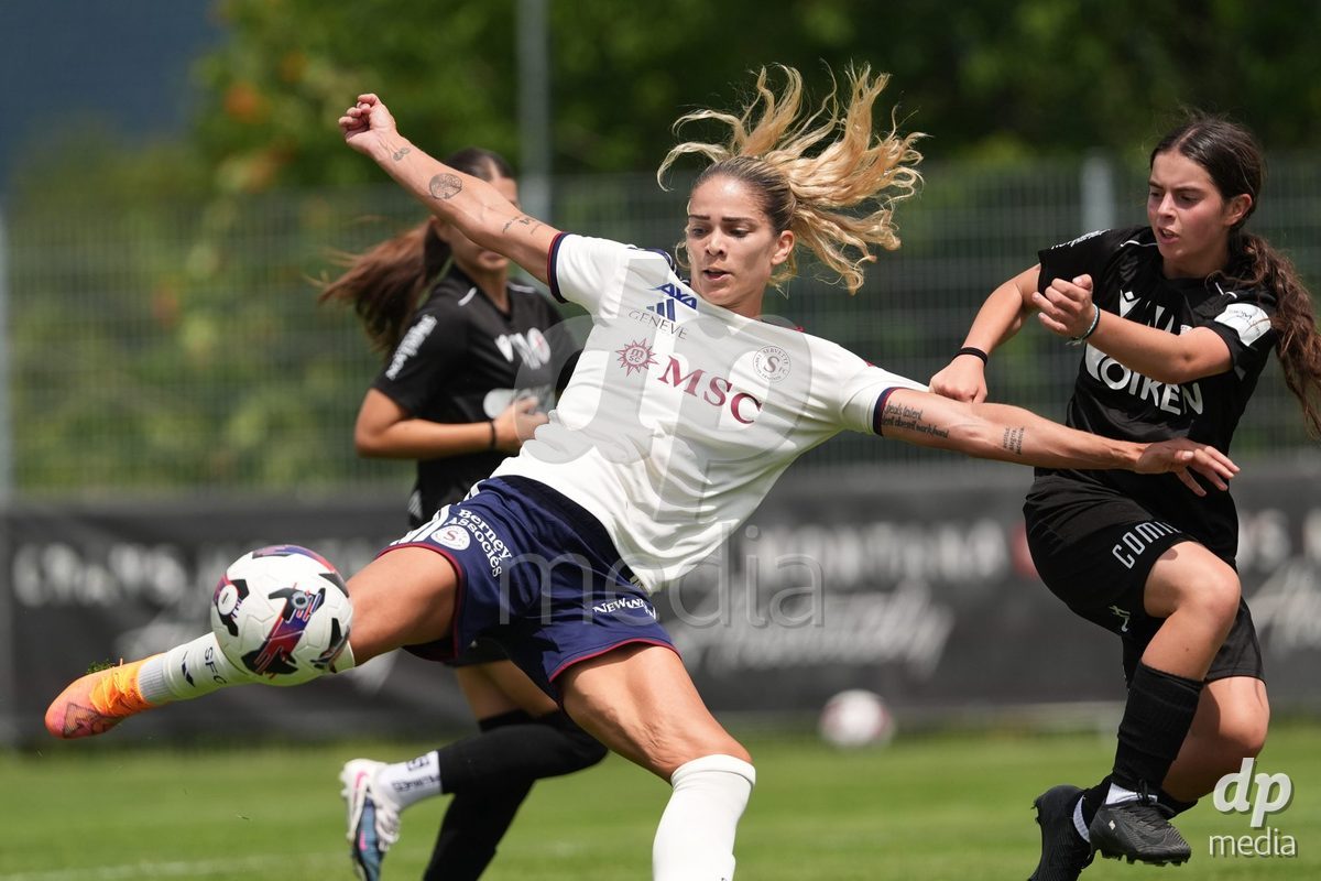 Crans-Montana, Switzerland - July 25: De al m da Eira Stefanie (64 SFCCF) during the AXA Women's Super League match between Servette FC Chenois Feminin and FC Sion Feminin at Stade du Christ-Roi on July 25, 2026 in Crans-Montana, Switzerland.