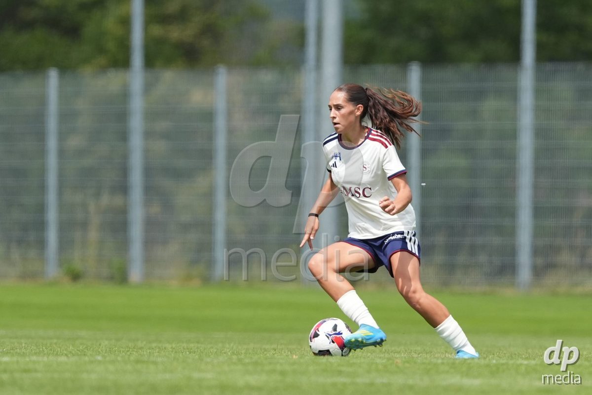 Crans-Montana, Switzerland - July 25: Amina Muratovic (23 SFCCF) during the AXA Women's Super League match between Servette FC Chenois Feminin and FC Sion Feminin at Stade du Christ-Roi on July 25, 2026 in Crans-Montana, Switzerland.