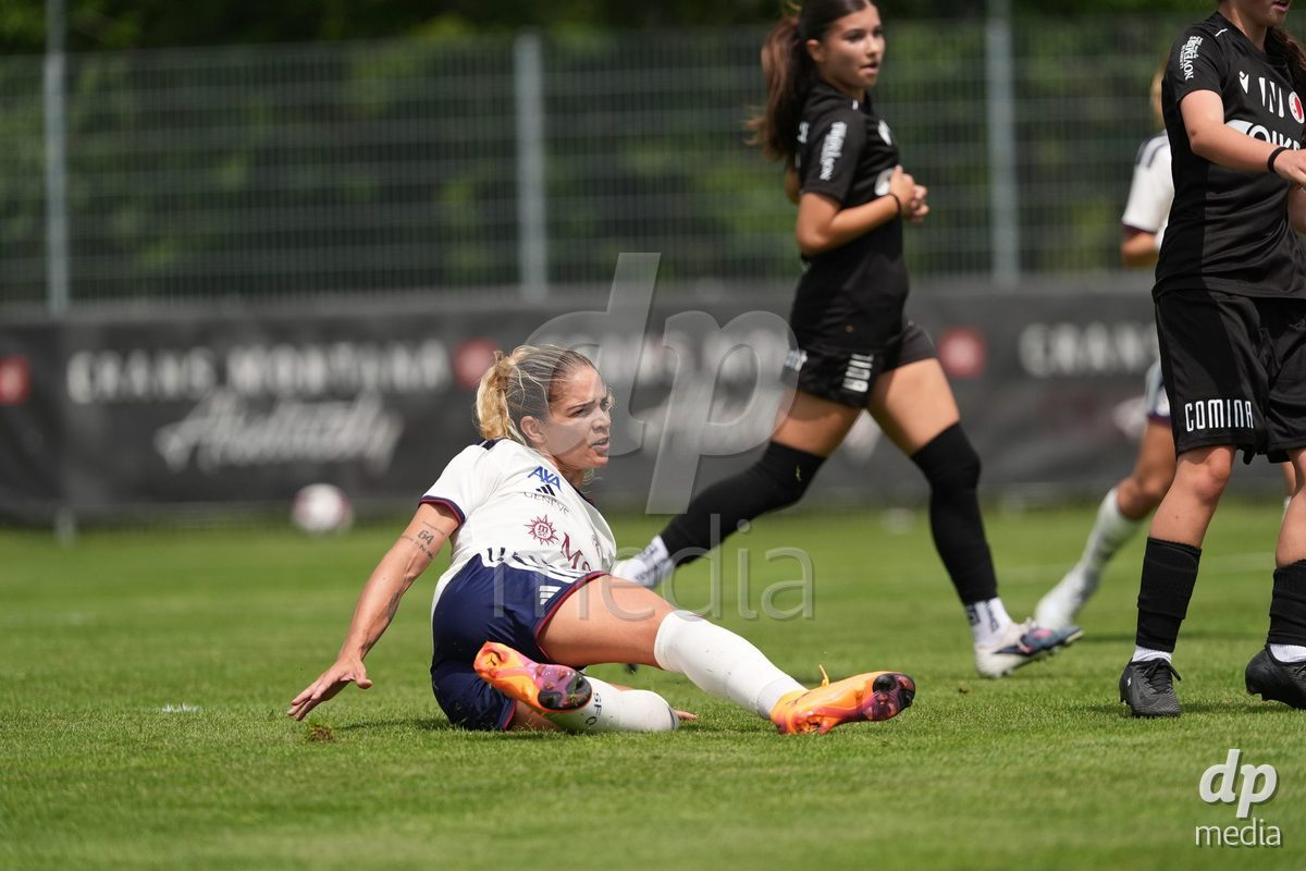 Crans-Montana, Switzerland - July 25: De al m da Eira Stefanie (64 SFCCF) with a goal during the AXA Women's Super League match between Servette FC Chenois Feminin and FC Sion Feminin at Stade du Christ-Roi on July 25, 2026 in Crans-Montana, Switzerland.