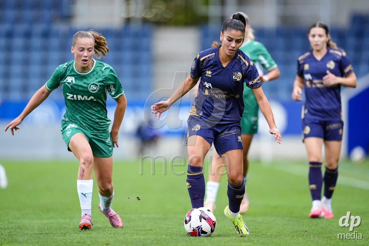 Luzern, Switzerland - August 28: Michele Schnider of FC Luzern controls the ball  during the AXA Women's Super League match between FC Luzern and FC St. Gallen 1879 at thermoplan arena on August 28, 2026 in Luzern, Switzerland.