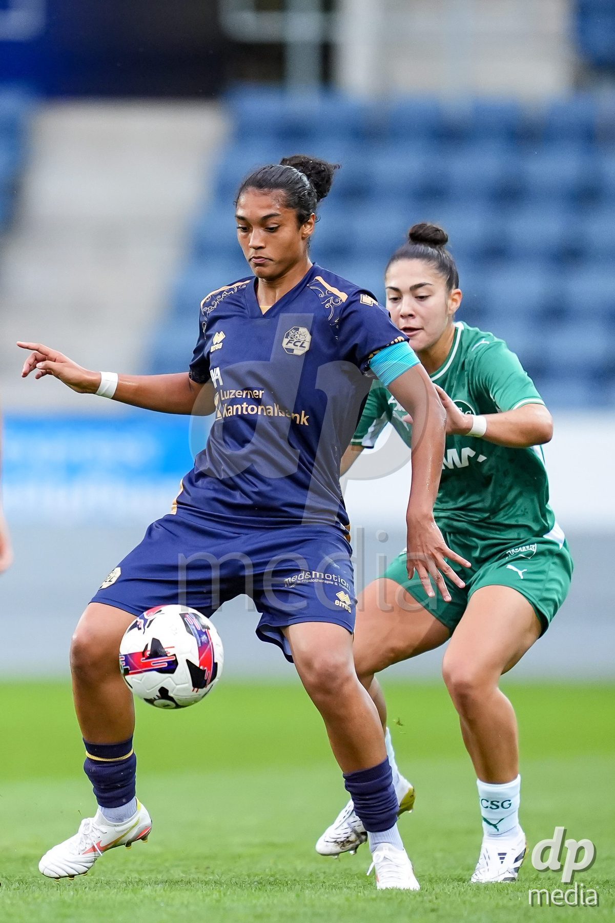 Luzern, Switzerland - August 28: Aldiana Amuchie of FC Luzern controls the ball during the AXA Women's Super League match between FC Luzern and FC St. Gallen 1879 at thermoplan arena on August 28, 2026 in Luzern, Switzerland.