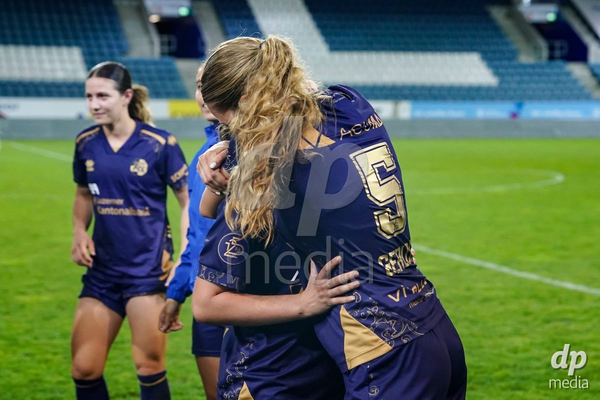 Luzern, Switzerland - August 28: Valentina Gerlof of FC Luzern celebrates the victory during the AXA Women's Super League match between FC Luzern and FC St. Gallen 1879 at thermoplan arena on August 28, 2026 in Luzern, Switzerland.