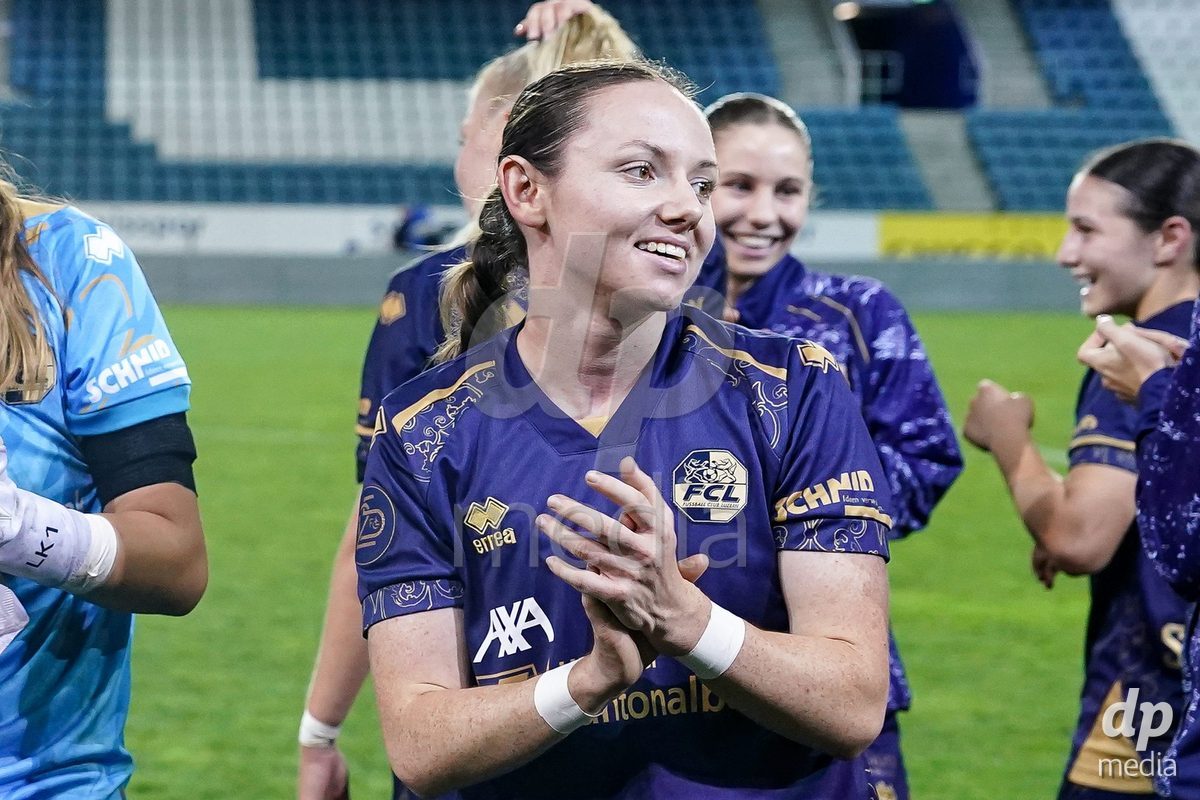 Luzern, Switzerland - August 28: Chiara Schmid of FC Luzern celebrates the victory during the AXA Women's Super League match between FC Luzern and FC St. Gallen 1879 at thermoplan arena on August 28, 2026 in Luzern, Switzerland.