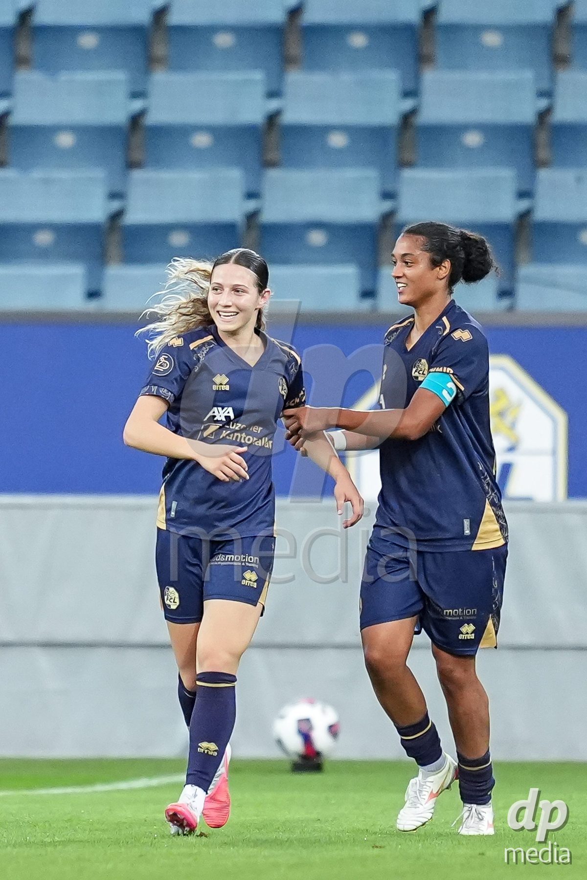 Luzern, Switzerland - August 28: Ramona Schallberger of FC Luzern celebrates with teammates after scoring her teams second goal during the AXA Women's Super League match between FC Luzern and FC St. Gallen 1879 at thermoplan arena on August 28, 2026 in Luzern, Switzerland.