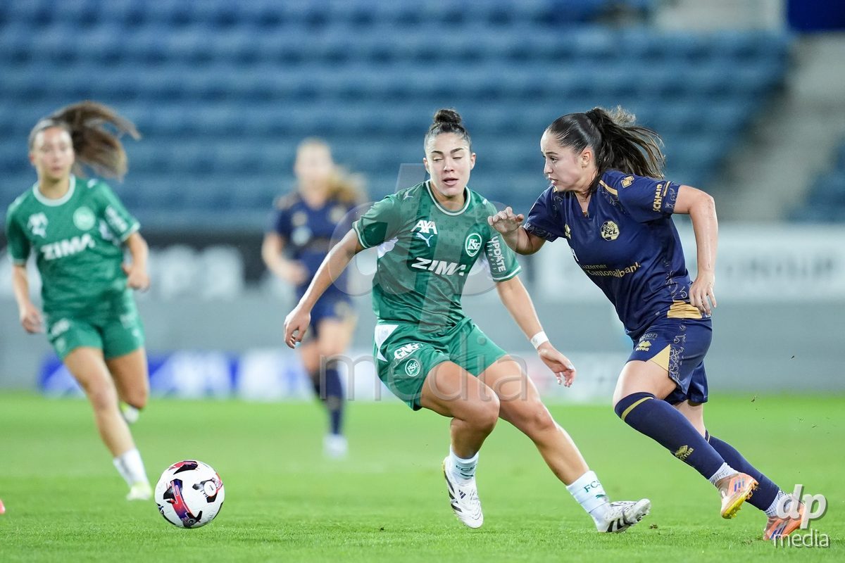 Luzern, Switzerland - August 28: Melissa Rondalli of FC Luzern (R) brings the ball forward during the AXA Women's Super League match between FC Luzern and FC St. Gallen 1879 at thermoplan arena on August 28, 2026 in Luzern, Switzerland.