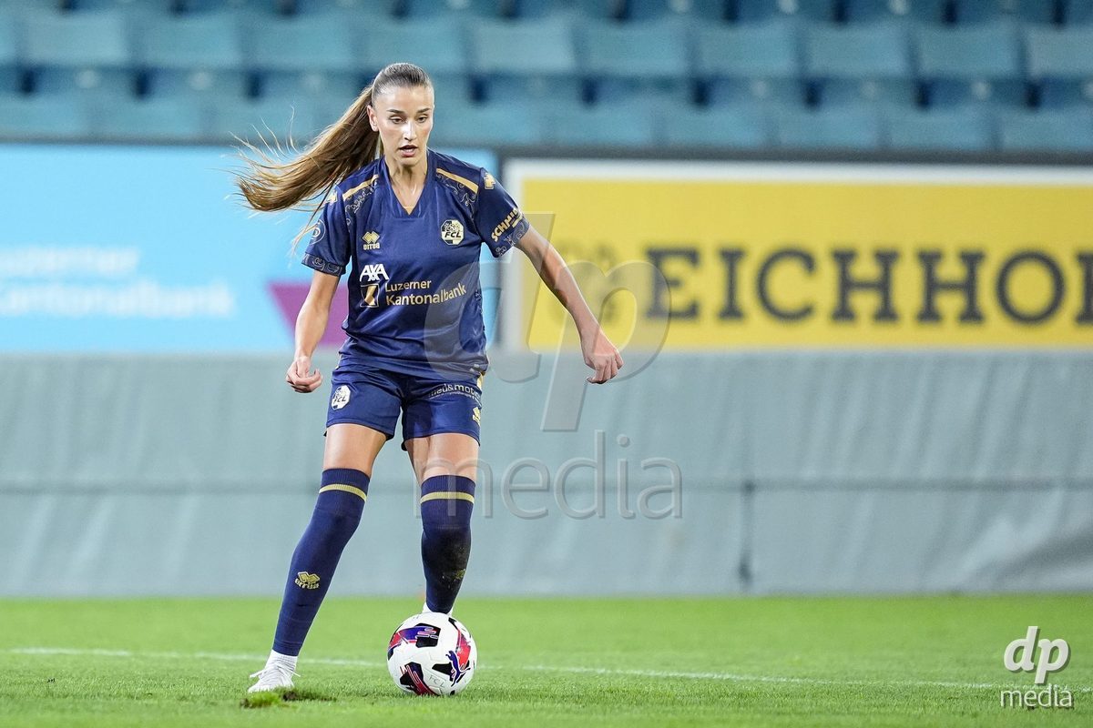 Luzern, Switzerland - August 28: Alketa Rama of FC Luzern controls the ball during the AXA Women's Super League match between FC Luzern and FC St. Gallen 1879 at thermoplan arena on August 28, 2026 in Luzern, Switzerland.