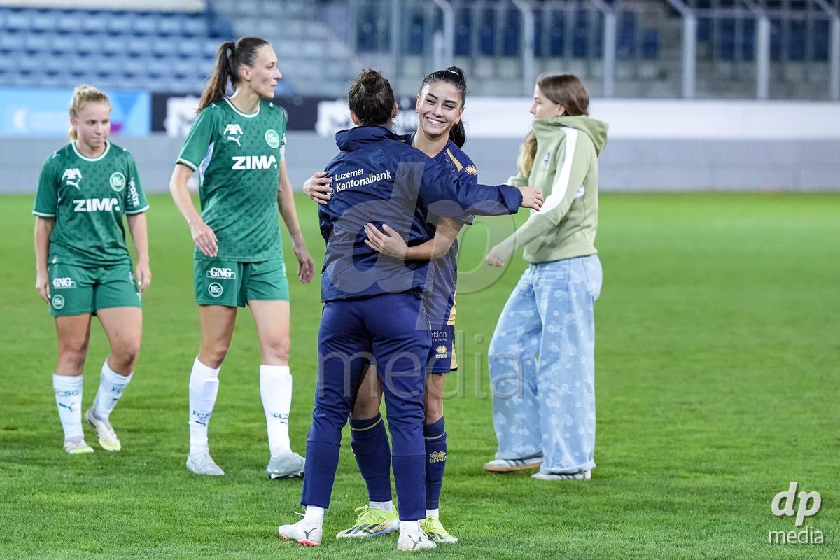 Luzern, Switzerland - August 28: Michele Schnider of FC Luzern celebrates the victory during the AXA Women's Super League match between FC Luzern and FC St. Gallen 1879 at thermoplan arena on August 28, 2026 in Luzern, Switzerland.