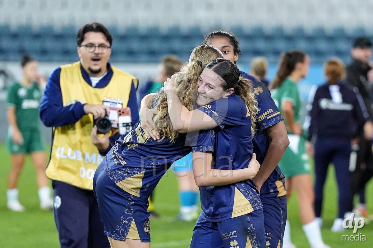Luzern, Switzerland - August 28: Valentina Gerlof of FC Luzern and Ramona Schallberger of FC Luzern celebrate the victory during the AXA Women's Super League match between FC Luzern and FC St. Gallen 1879 at thermoplan arena on August 28, 2026 in Luzern, Switzerland.