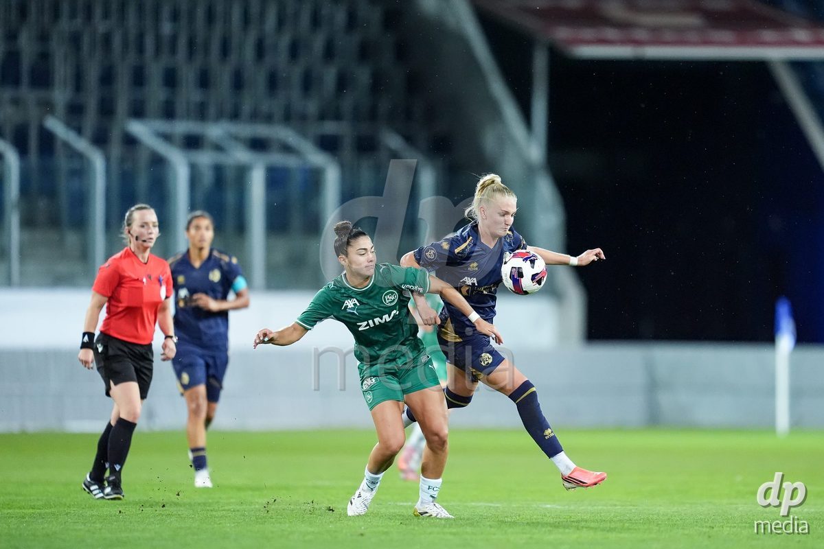 Luzern, Switzerland - August 28: Romy Baraniak of FC Luzern (R) battles for the ball (duel) during the AXA Women's Super League match between FC Luzern and FC St. Gallen 1879 at thermoplan arena on August 28, 2026 in Luzern, Switzerland.