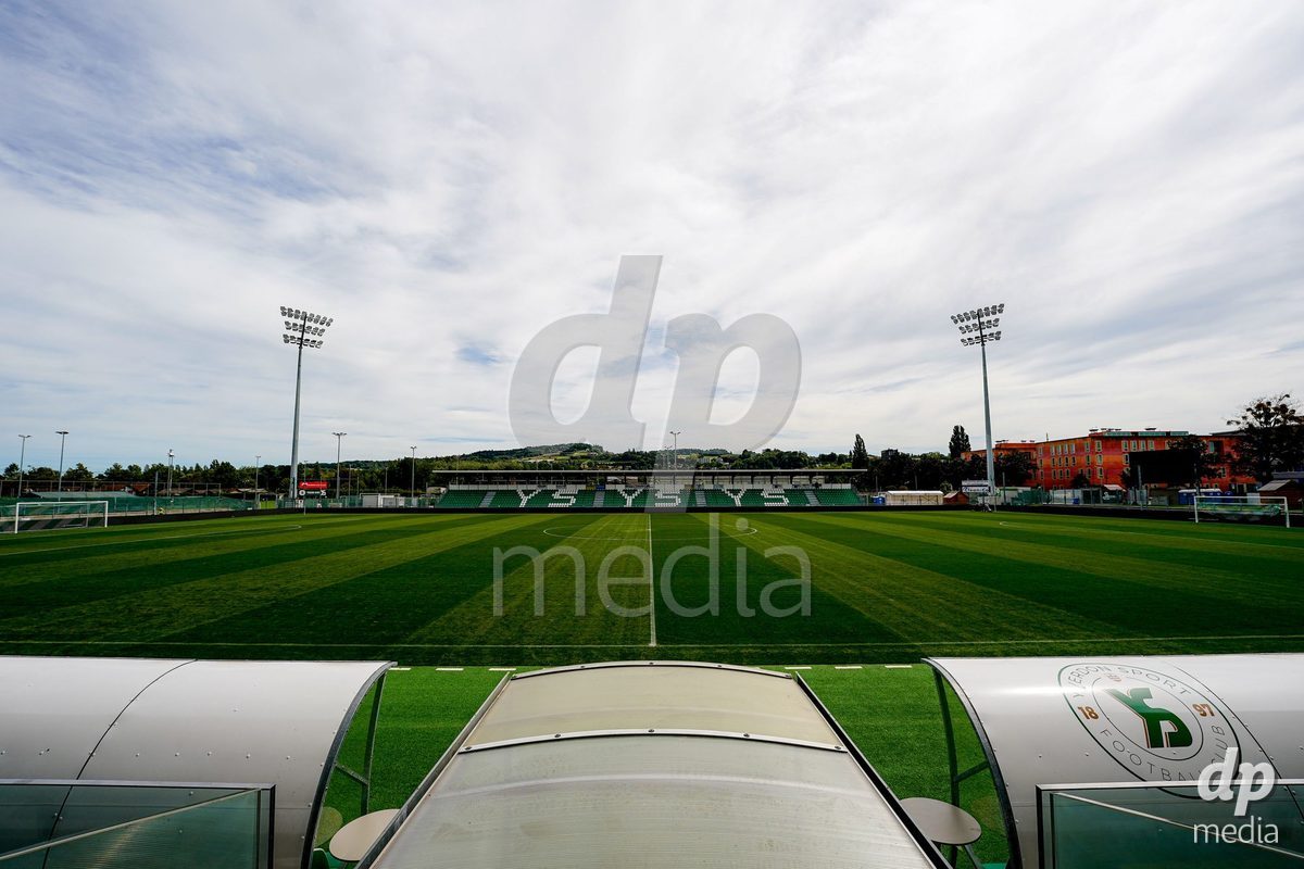 Yverdon-les-Bains, Switzerland - August 29: Panoramic view of Stade Municipal prior to the AXA Women's Super League match between FC Yverdon Women and GC Frauenfussball at Stade Municipal on August 29, 2026 in Yverdon-les-Bains, Switzerland.